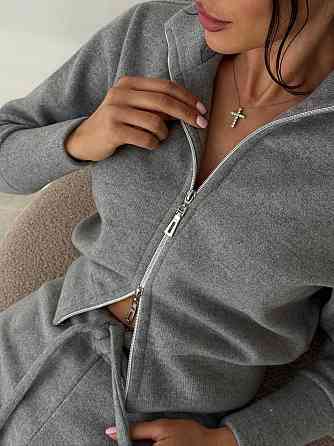 Жіночий базовий теплий костюм-двійка: кофта та штани щільна ангора в'язання Сірий, 42/44 Одеса