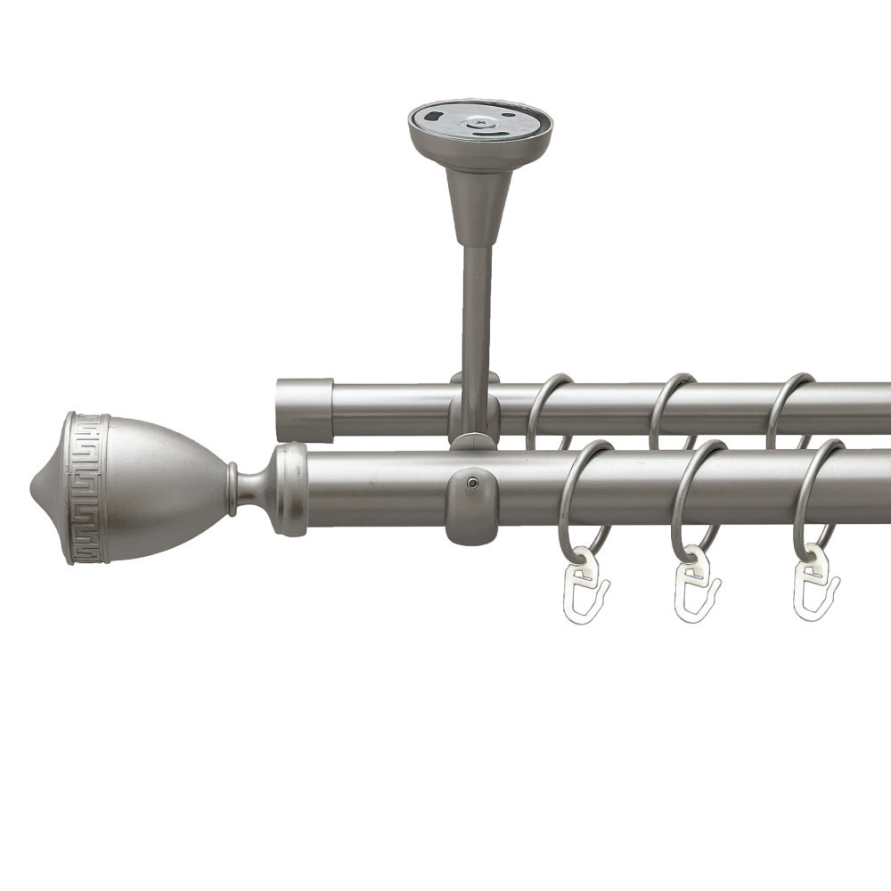 Карниз Orvit Афіна металевий дворядний відкритий до стелі гладка труба кільце металеве Сатин 25\19 мм 240 см Львов - изображение 1