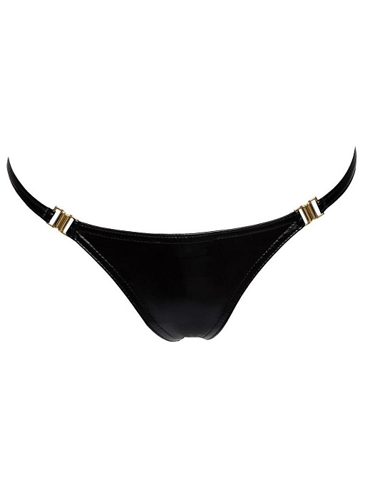 Трусики з мокрим ефектом Noir Handmade P008 Powerwetlook panty with gold clasp, XL, на застібках Sex Aura Київ - фото 4