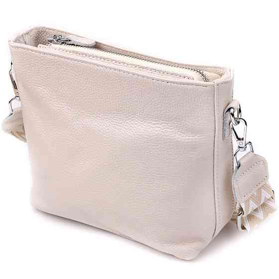 Повсякденна плечова сумка з натуральної шкіри Vintage 22915 Білий Київ