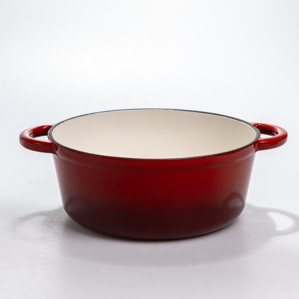Каструля чавунна 2.5 л емальована з кришкою посуд для тушкування запікання томління кухонна Червона HP-1-14-RED Київ - фото 2