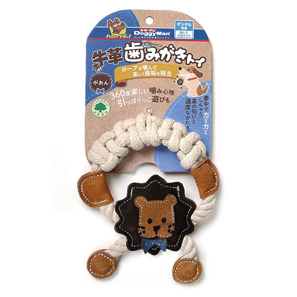 DoggyMan Leather Lion with Rope ДОГГІМЕН ЛЕВ ШКІРЯНИЙ З КАНАТОМ жувальна іграшка для собак Київ - фото 1