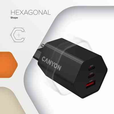 Зарядний пристрій Canyon HEXAGON 65 GaN 65W 2xPD 1xQC EU Black (CND-CHAHEX65B) Вінниця