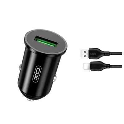 Зарядний пристрій XO USB QC3.0 18W + cable USB to Lightning black (TZ12-L-BK) Вінниця