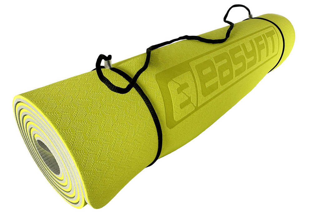 EasyFit Килимок для йоги та фітнесу EasyFit TPE+TC 6 мм двошаровий + Чохол лимонний-сірий Коломыя - изображение 8
