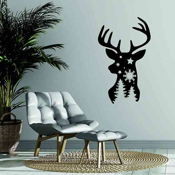 Декоративное настенное Панно «Олень», Декор на стену 90*54 см, Черный Киев