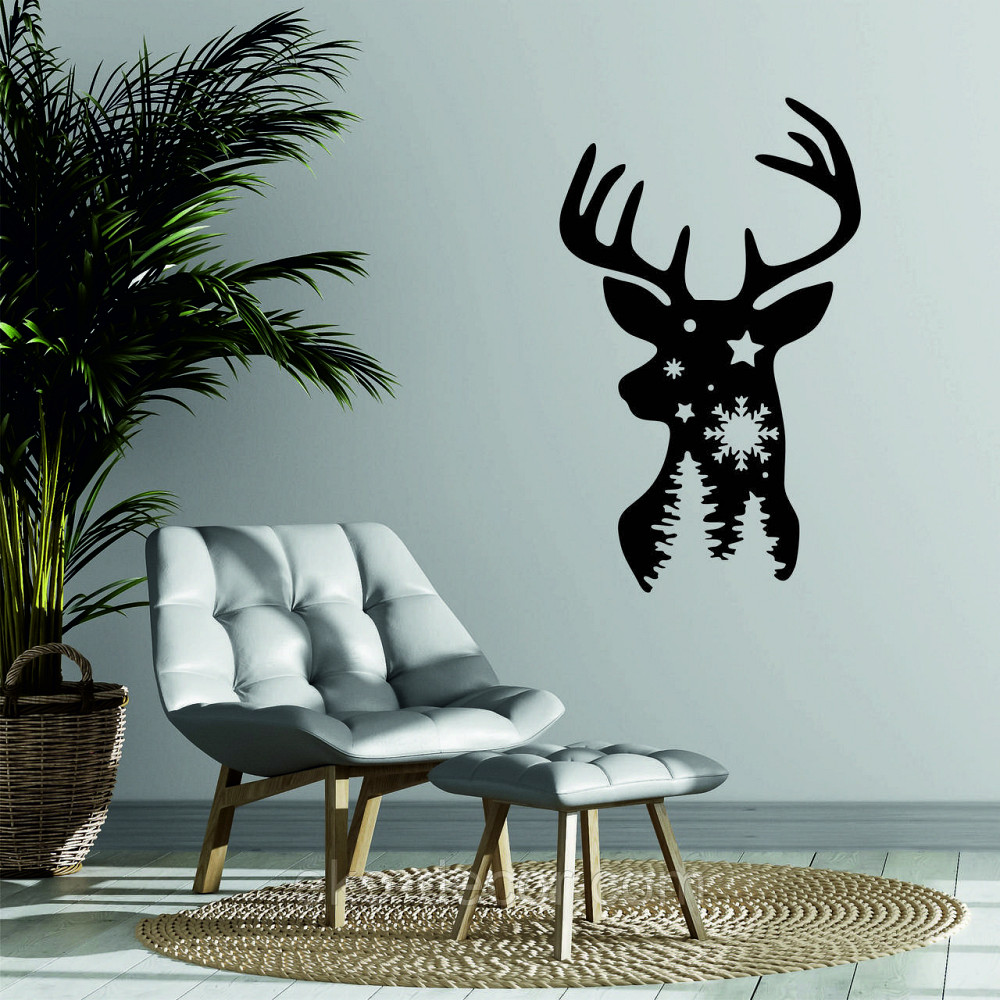 Декоративное настенное Панно «Олень», Декор на стену 90*54 см, Черный Киев - изображение 4