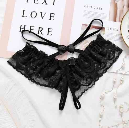 Трусики з розрізом та бантиками чорні жіночі - розмір універсальний, резинка 60-82см Київ
