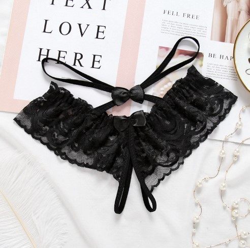 Трусики з розрізом та бантиками чорні жіночі - розмір універсальний, резинка 60-82см Київ - фото 1
