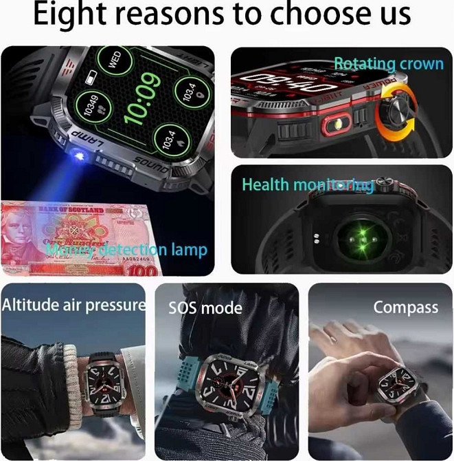 Смартгодинник: LIGE HT29. NFC. Compass. Barometr. LED-ліхтарик. Київ - фото 6