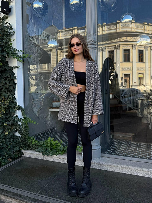 Жіночий теплий модний кардиган альпака сіро-чорний, 42/44 Одеса - фото 2