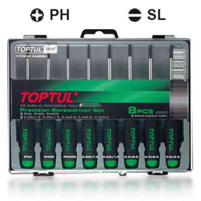 Набір викруток Toptul прецизійних 8шт. PH000-PH0, SL1.2-SL3 (GAAW0802) Вінниця