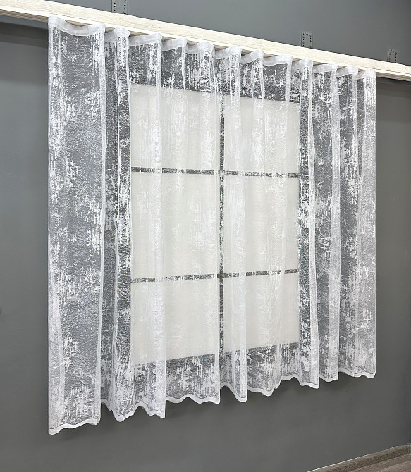 Тюль жаккард VR-Textil № 1860т Арка на кухню цвет белый 300х150 см (53-0077) Киев - изображение 1