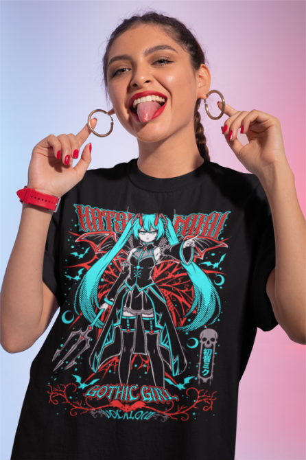 Футболка для мальчика аниме Хатсуне Мику Аниме Гирл оверсайз (рост от 165 до 180 ) Черний AnimeJ0061m Днепр - изображение 2