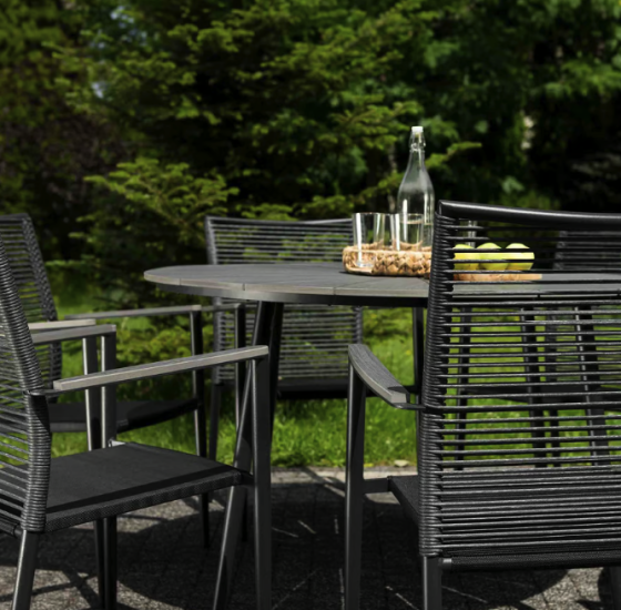 Комплект садових меблів Di Volio Arona 6+1 чорний/сірий Київ