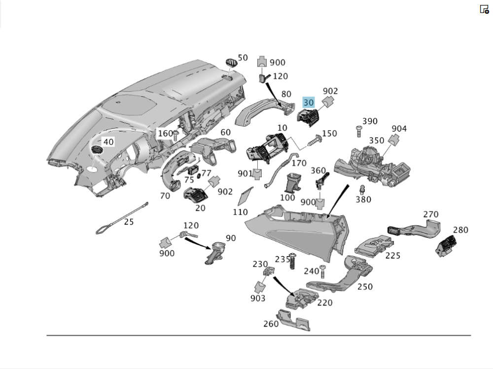 Mercedes-Benz  A1668309200 2A17 Повітряний дефлектор приладової панелі - торпеди правий ML/GLE W166 GL/GLS X166 GLE Coupe C292 Одесса - изображение 2