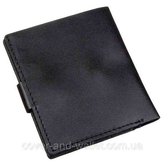 Черный тонкий кожаный мини кошелек ST Leather Киев
