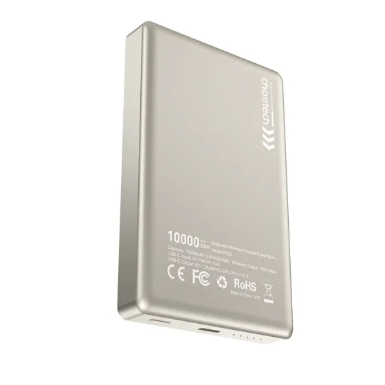 Повербанк 10000mAh Choetech B739 Silver QC3.0 PD3.0 бездротова магнітна зарядка (43-00152) Київ