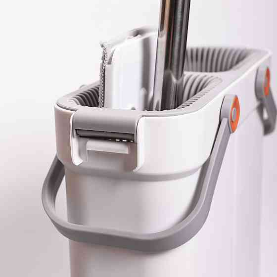 Швабра з відром для миття підлоги з віджимом, плоска насадка з мікрофібри, набір для прибирання дому HP-35015-18 Коломия