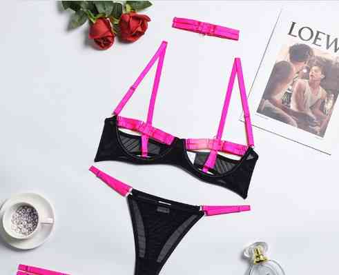 Комплект нижньої білизни з чокером S чорно-рожевий Київ