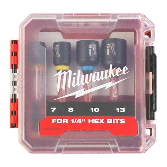 Набір магнитних головок для ударних робіт Shockwave (7 - 8 - 10 - 13мм) (4 шт) Milwaukee, пластиковий кейс Одеса