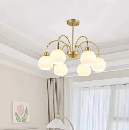 Светодиодная люстра Тюльпан 5000 (Золотая) на 6 плафонов Киев