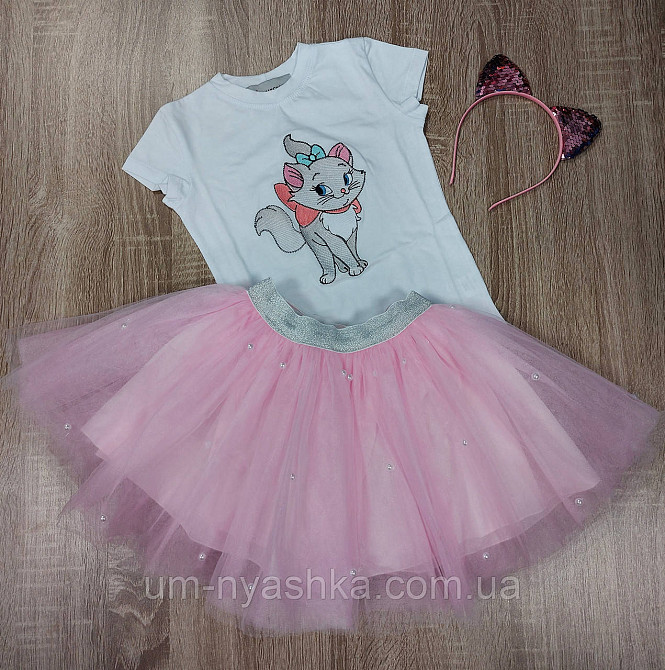 Дитяча біла футболка з кішечкою Кішка Марія Кривий Ріг - фото 2