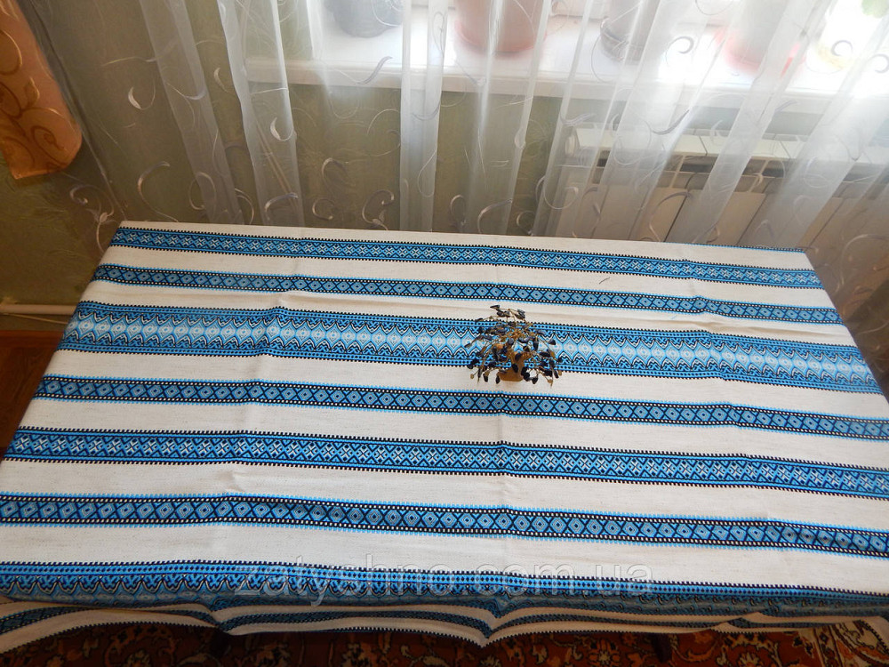 Синя скатертина вишита Київ - фото 4