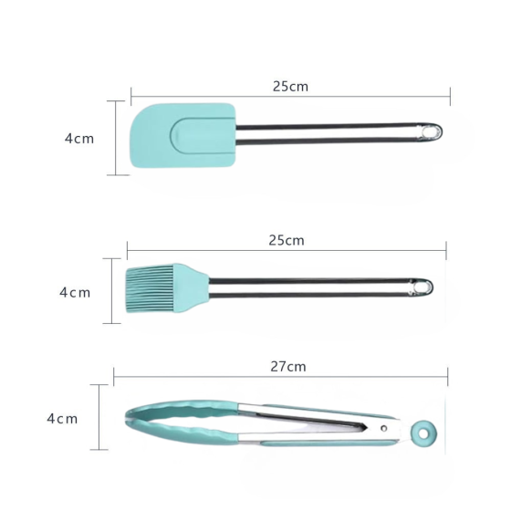 Набор формы силиконовые для выпечки 8 штук,комплект кухонных пренадлежностей с прихваткой,цвет бирюзовый Каменец-Подольский