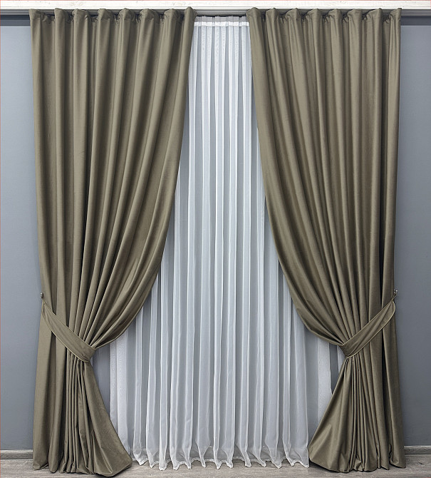 Комплект готових штор VR-Textil Оксамит (бархат) № 1656ш Капучино 200х290 см 2 шт (32-080) Київ - фото 2