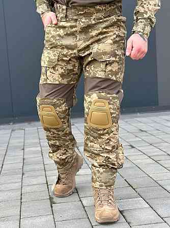 Військові чоловічі посилені штани піксель з наколінниками, польові штани ріп стоп весна літо осінь для зсу Львів
