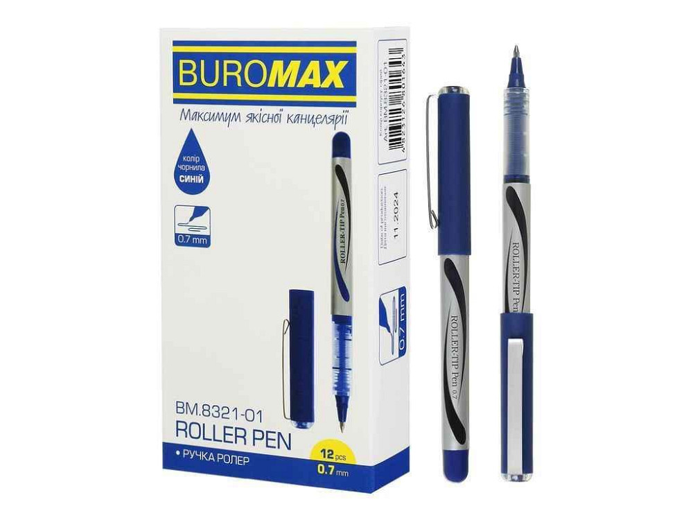Ручка ролер 0.7мм, синій BM.8321-01 ТМ BUROMAX Київ - фото 1