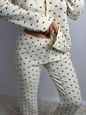 Женский комплект из натуральной ткани Сердечки, Желтый, XL-2XL Харьков