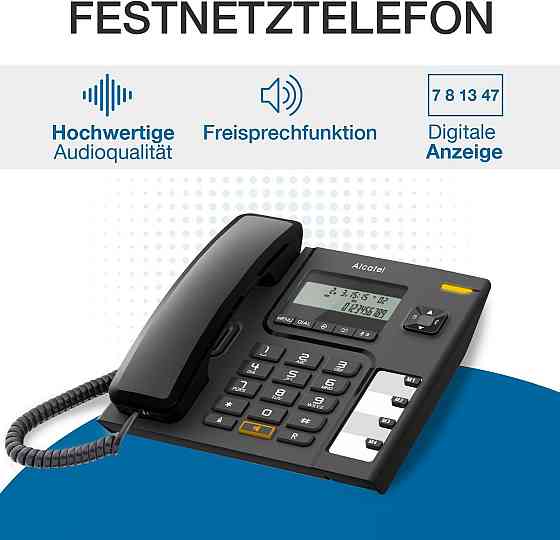 Стационарный проводной телефон Alcatel Temporis T56 цифровой дисплей громкая связь кнопочный черный для дома и Киев