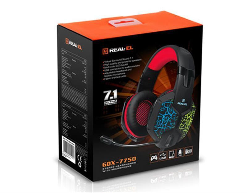 Гарнітура REAL-EL GDX-7750 Black/Red Чорний/Червоний Харків - фото 8