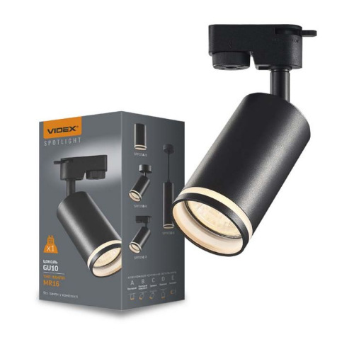 LED Світильник трековий під лампу GU10 55*100мм чорний VL-SPF05C-B Videx Житомир - изображение 1