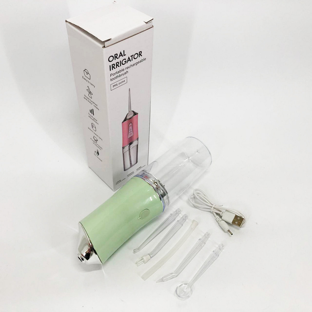 Ирригатор для чистки зубов и полости рта Oral Irrigator с аккумулятором и сменными насадками. Цвет: зеленый VD-91 Львов - изображение 10