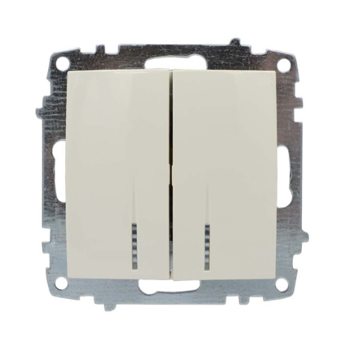 ZENA крем Вимикач внутрішній 2кл з підсвічуванням модуль + кришка Ел-Би Житомир