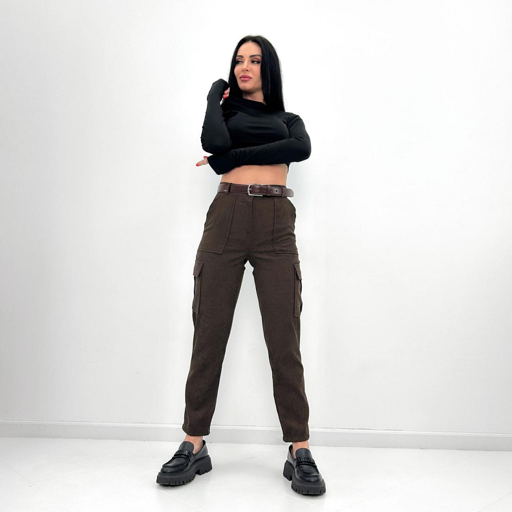 Жіночі вельветові брюки карго "Urban" оптом | Батал Шоколадний, 52 Київ - фото 6