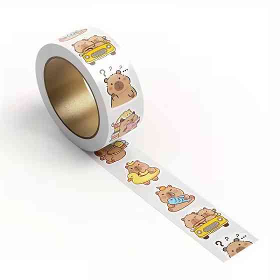 Стикеры «Капибара» — рулон 500 шт, Ø2.5 см, милые наклейки для школы и упаковки Киев