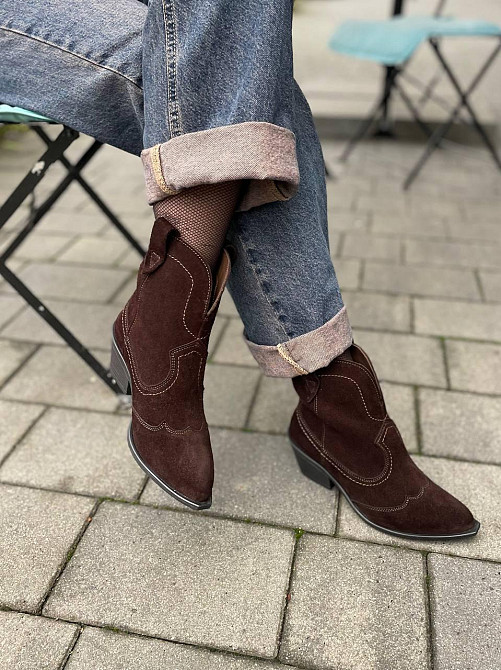 KATI SHOES Черевики жіночі демісезонні весна-осінь шоколадні, натуральна замша на підборах р. 3 Коломия - фото 3