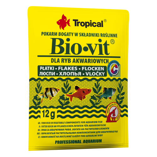Сухой корм Tropical Bio-Vit для травоядных аквариумных рыб, 12 г (хлопья) Винница - изображение 1