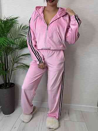 Женский стильный велюровый-плюшевый костюм двойка. Розовый, 42/44 Одесса
