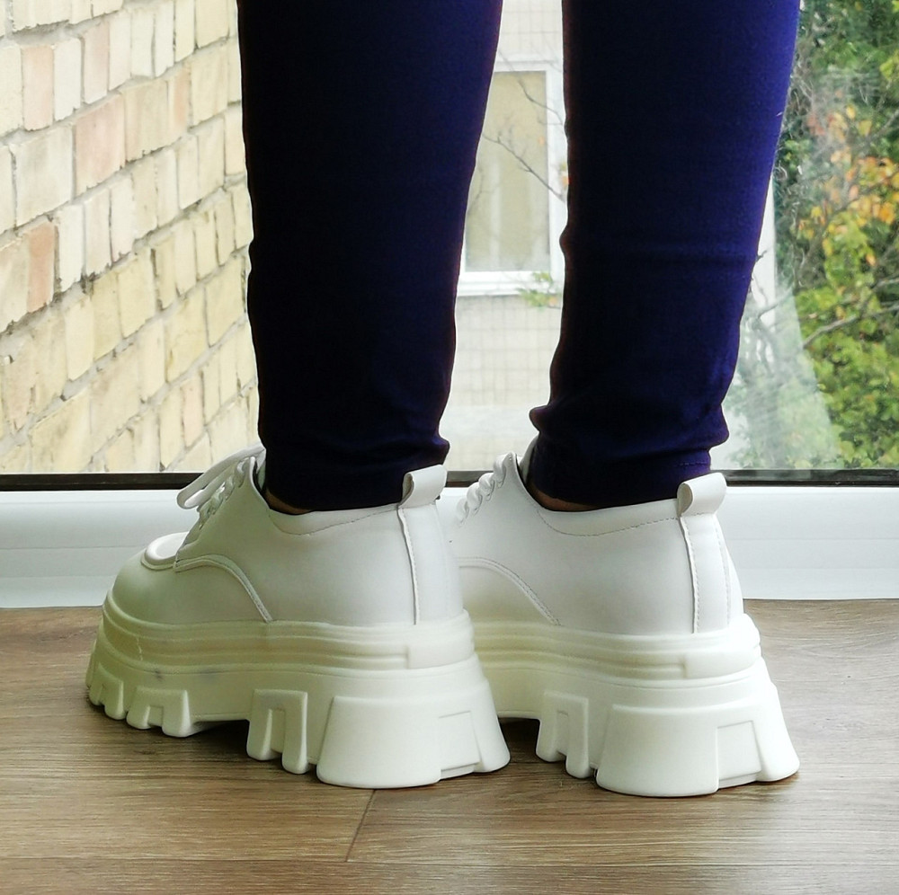 Женские Белые Туфли Кроссовки на Танкетке Броги Кожаные Оксфорды Мокасины (размеры: 36,37,38,39,40,41) - 7-21 Днепр - изображение 7