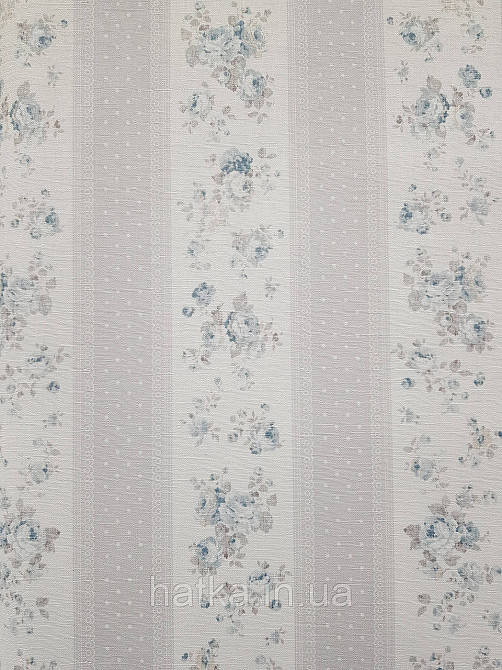 Шпалери вініл на флізеліні A.S.Creation Maison charme 0.53x10 прованс квіти троянди в смужку блакитні білі Київ - фото 1
