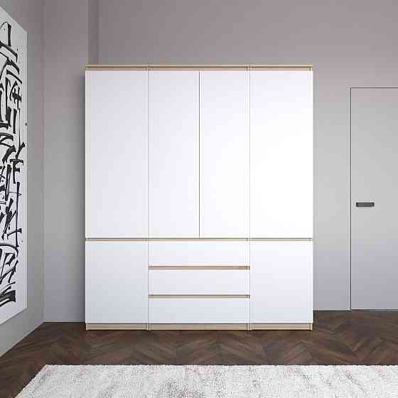 Шафа для одягу VAYS зі штангою та полицями, 3 шухляди, комплект R9+R22-2 Дуб Сонома-Білий фасад Львів