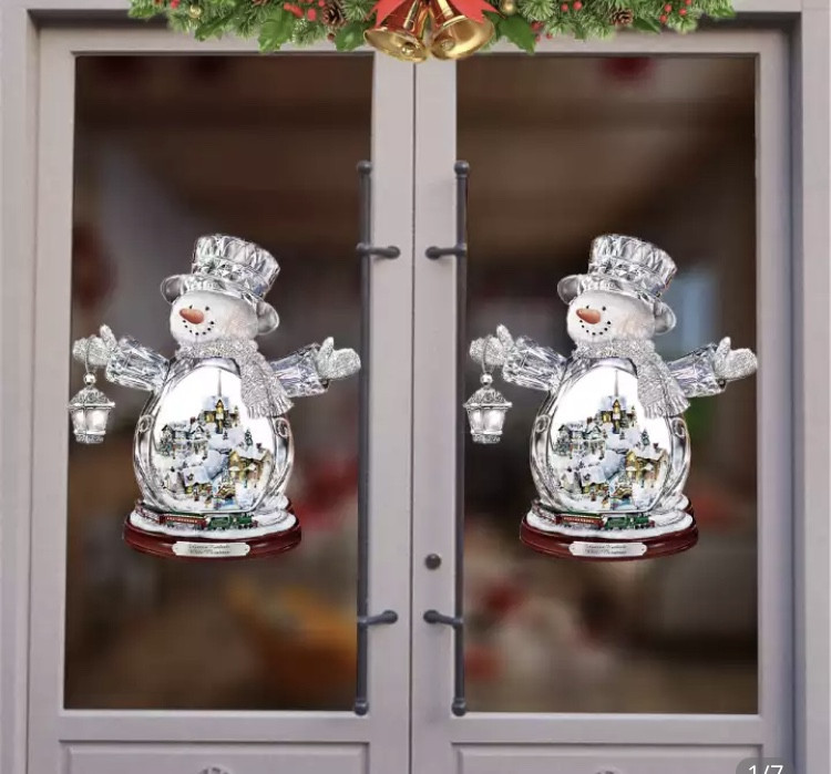 Новорічні наліпки на вікно з 3D ефектом "Сніговик"- розмір стікера 30*20см Київ - фото 2