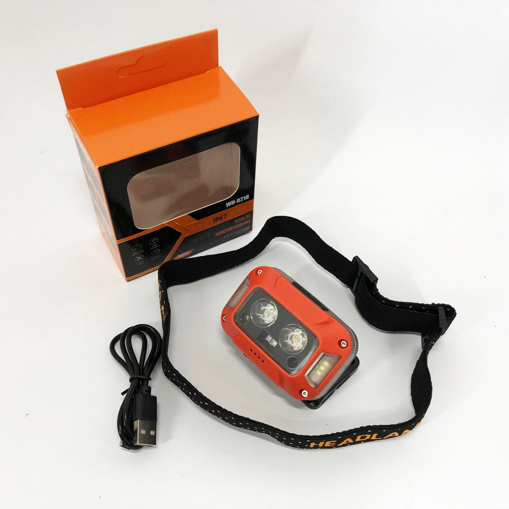 Легкий фонарик на голову WH-0218-XPG(white+yellow)+SMD(red), Фонарь на голову для рыбалки OS-64 Львов - изображение 15