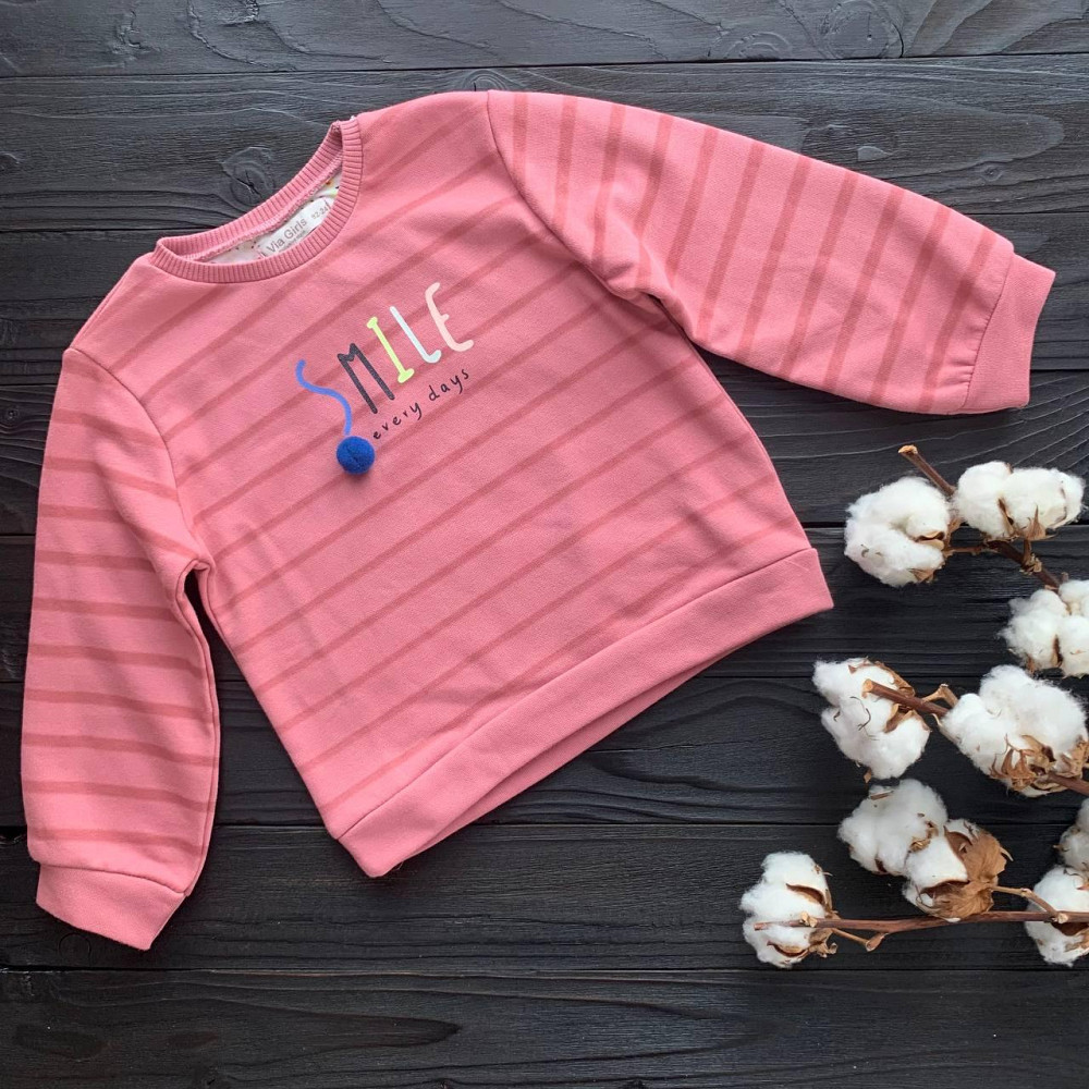 Дитяча Кофта для Дівчинки Via Girls Рожева з написом Smile 9-12 міс (74-80см) пакунок малюка Киев - изображение 1