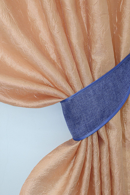 Кухонные шторы VR-Textil № 073к с ламбрекеном и подхватами персиковый с синим 275х170 см (52-0140) Киев - изображение 3